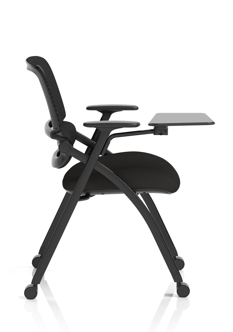 Capra Mesh Back Folding Office Training Chair With Sliding Arms & Writing Tablet