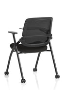 Capra Mesh Back Folding Office Training Chair With Sliding Arms & Writing Tablet - NWOF
