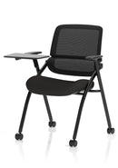 Capra Mesh Back Folding Office Training Chair With Sliding Arms & Writing Tablet - NWOF