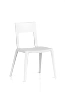 Dynamic Nest Edge stacking cafe and bistro chair with wooden legs and woven seat, ideal for outdoor or indoor seating.