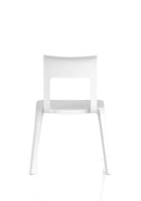 Dynamic Nest Edge stacking cafe and bistro chair with wooden seat and metal frame, perfect for outdoor or indoor dining spaces.