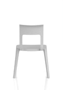 Dynamic Nest Edge stacking cafe and bistro chair with wooden legs and woven rattan seat, ideal for outdoor or indoor dining spaces.