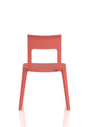 Dynamic Nest Edge stacking cafe and bistro chair with a sleek design, featuring a woven seat and metal frame.