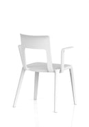 Dynamic Nest Edge stacking cafe and bistro chair with arms, featuring a sleek design and sturdy frame.