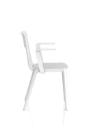 Dynamic Nest Edge stacking cafe and bistro chair with arms, featuring a modern design and wooden frame.