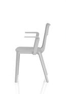 Dynamic Nest Edge stacking cafe and bistro chair with arms, featuring a sleek design and comfortable armrests.