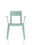 Dynamic Nest Edge stacking cafe and bistro chair with arms, featuring a modern design and durable construction for outdoor seating.