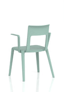 Dynamic Nest Edge stacking cafe and bistro chair with arms, featuring a sleek design and comfortable seating.