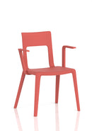 Dynamic Nest Edge stacking cafe and bistro chair with arms, shown in a modern design with a comfortable seat and armrests.