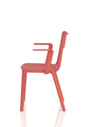 Dynamic Nest Edge stacking cafe and bistro chair with arms, featuring a sleek design and durable construction, shown from a side angle.