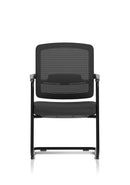 Dynamic Flint Mesh Back Cantilever Chair with black mesh upholstery and chrome metal frame, showcasing ergonomic design and modern style.