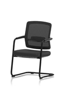 Dynamic Flint Mesh Back Cantilever Chair with black mesh upholstery and chrome metal frame for modern office seating.