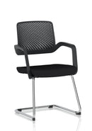 Modern Cosmo Cantilever Chair by Dynamic with a sleek black frame and cushioned seat, designed for stylish comfort.