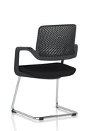 Black Cosmo Cantilever Chair by Dynamic with sleek metal frame and cushioned seat, designed for modern office or home use.
