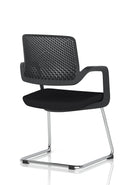 Dynamic Cosmo Cantilever Chair with sleek black frame and cushioned seat, showcasing modern ergonomic design.