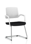 Dynamic Cosmo Cantilever Chair with sleek black upholstery and modern metal frame, showcasing a stylish, contemporary office or lounge seating.