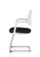 Modern Cosmo Cantilever Chair by Dynamic with a sleek black frame and cushioned seat, perfect for contemporary living spaces.