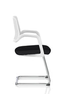 Modern Cosmo Cantilever Chair by Dynamic with a sleek design and cushioned seat, shown in a contemporary indoor setting.