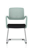 Modern Cosmo Cantilever Chair by Dynamic with a sleek black seat and chrome base, showcasing contemporary office or lounge seating.