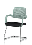 Dynamic Cosmo Cantilever Chair with sleek black frame and cushioned seat, showcasing modern design and comfortable seating.