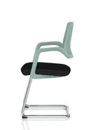 Dynamic Cosmo cantilever chair with a sleek black frame and cushioned seat, designed for modern office or lounge settings.