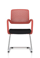 Modern Cosmo Cantilever Chair by Dynamic with sleek black upholstery and chrome metal frame, showcasing contemporary design.