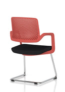 Modern Cosmo Cantilever Chair by Dynamic with a sleek black frame and comfortable upholstered seat, shown from a side view.
