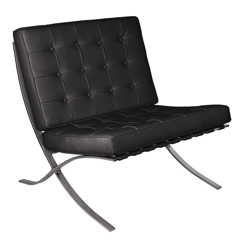 Valencia Contemporary Oversized Leather Faced Reception Chair With Classic Button Design – Black - NWOF