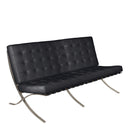 Valencia Contemporary Oversized Leather Faced Reception Sofa With Classic Button Design – Black - NWOF