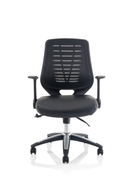 Relay Task Operator Chair Leather Seat Black Back With Arms - NWOF