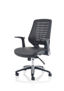 Relay Task Operator Chair Leather Seat Black Back With Arms - NWOF