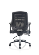 Relay Task Operator Chair Leather Seat Black Back With Arms - NWOF
