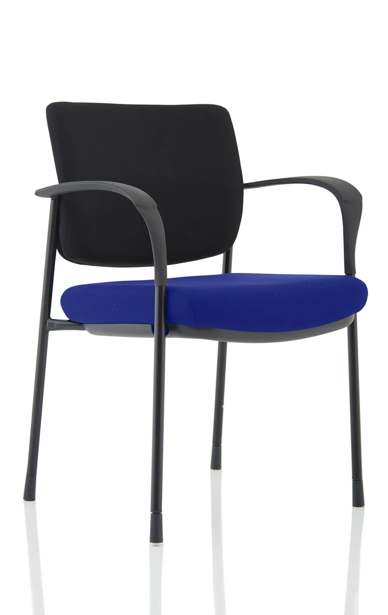 Brunswick Deluxe Visitor Chair With Arms & Black Frame - Black Back/Bespoke Fabric Seat - NWOF