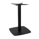 Large black Boston fluted square dining table base with radius edges, designed for sturdy support and modern style.