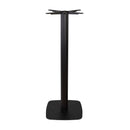 Black ZAP Boston small square fluted bar height table base with radius edges, showcasing a sleek, modern design.
