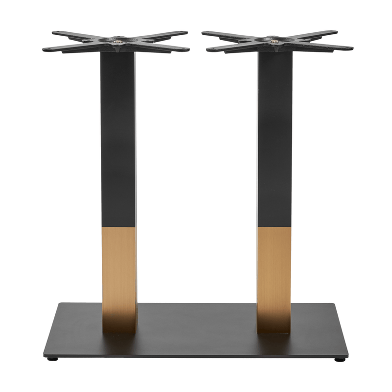 Boston Sleek Black & Gold Dining Table Base - Large Rect - NWOF