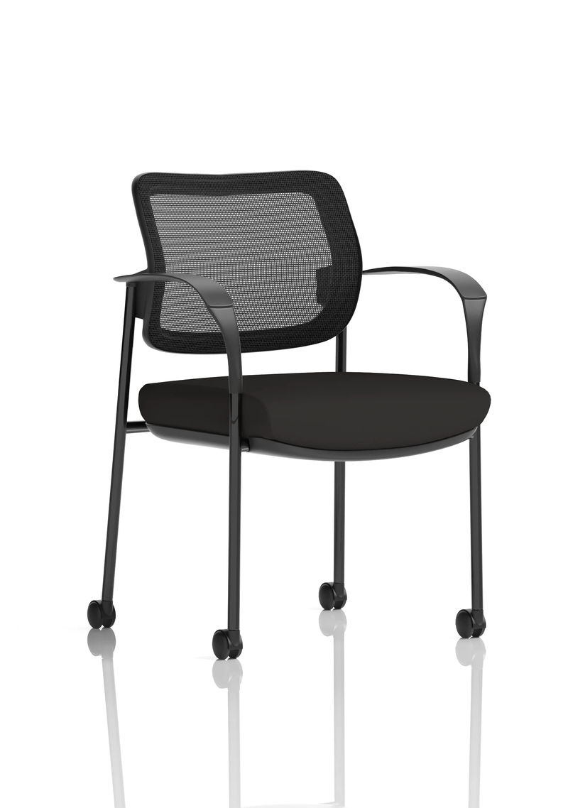 Brunswick Deluxe Medium Back Stacking Visitor Office Chair With Arms & Castors - Mesh