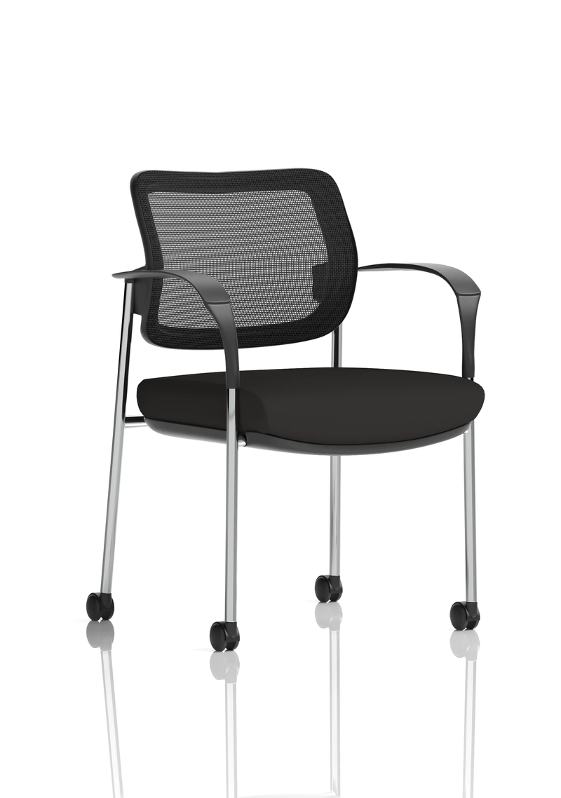 Brunswick Deluxe Medium Back Stacking Visitor Office Chair With Arms & Castors - Mesh