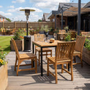 ZAP Hardy slatted table top with square shape and wooden slats, shown with side chair in a modern dining setting.