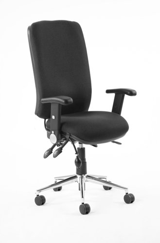 Chiro High Back Task Operators Chair Black With Height Adjustable And Folding Arms - NWOF