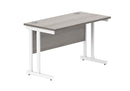 Core Twin Upright 600mm Deep Rectangular Desk - Alaskan Grey Oak - NWOF