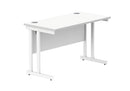 Core Twin Upright 600mm Deep Rectangular Desk - Arctic White - NWOF