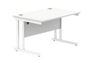 Core Twin Upright 800mm Deep Rectangular Desk - Arctic White - NWOF