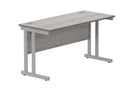 Core Twin Upright 600mm Deep Rectangular Desk - Alaskan Grey Oak - NWOF