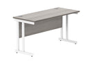 Core Twin Upright 600mm Deep Rectangular Desk - Alaskan Grey Oak - NWOF