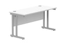 Core Twin Upright 600mm Deep Rectangular Desk - Arctic White - NWOF