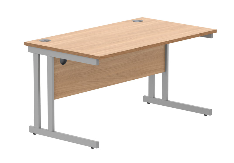 Core Twin Upright 800mm Deep Rectangular Desk - Norwegian Beech - NWOF
