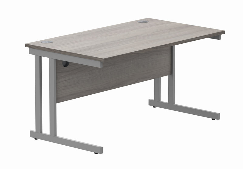 Core Twin Upright 800mm Deep Rectangular Desk - Alaskan Grey Oak - NWOF