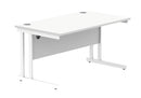 Core Twin Upright 800mm Deep Rectangular Desk - Arctic White - NWOF