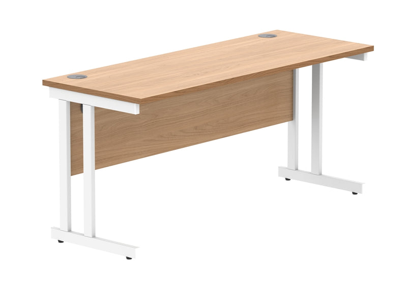 Core Twin Upright 600mm Deep Rectangular Desk - Norwegian Beech - NWOF